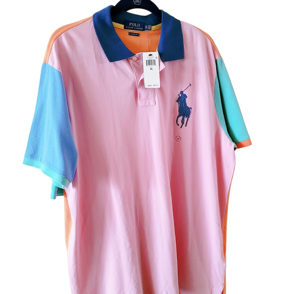 Polo by Ralph Lauren Men's Multi-Color Big Pony Mesh Polo Shirt NWT
